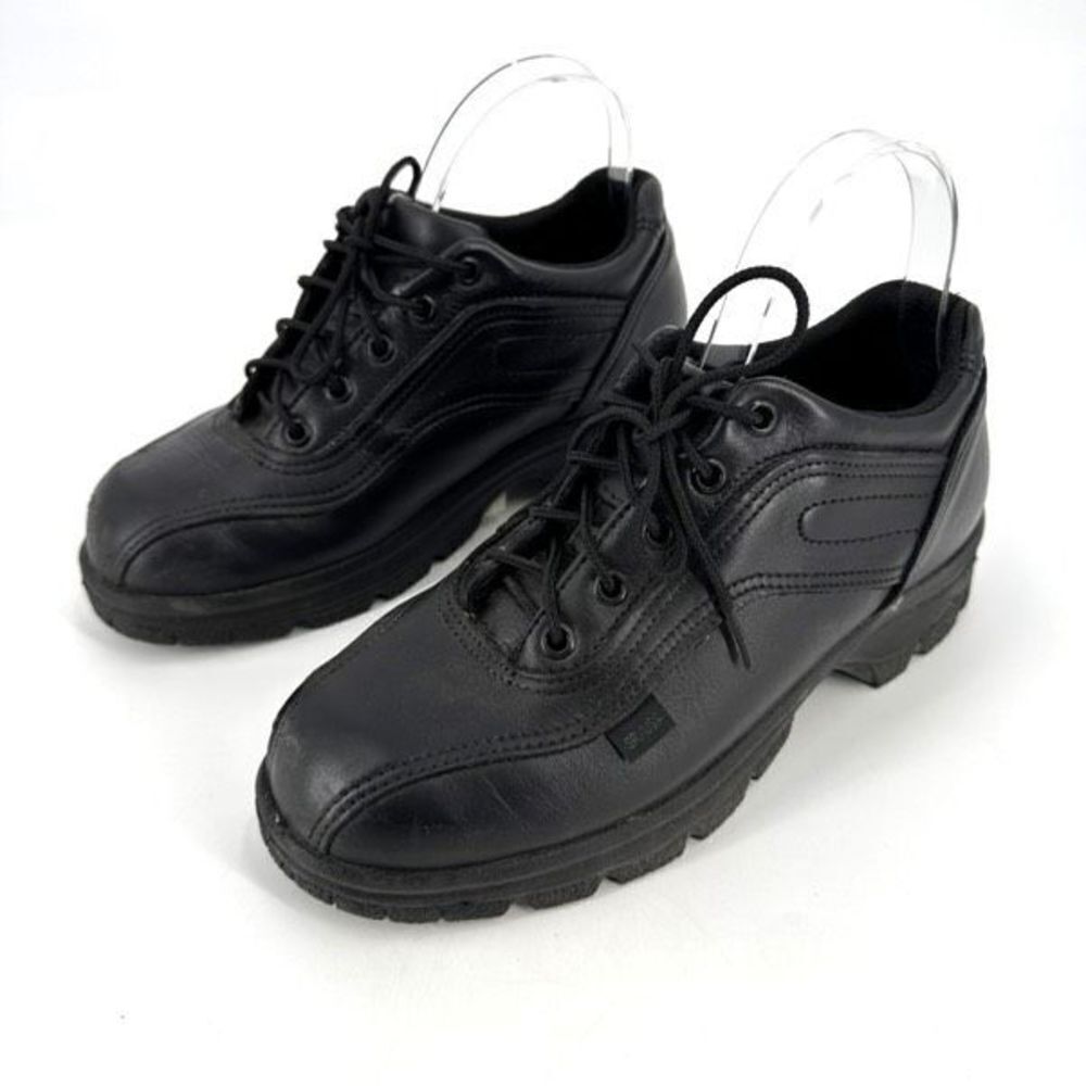 Thorogood Womens Leather Double Track Oxford Softstreet Work Shoes Black Size 8W